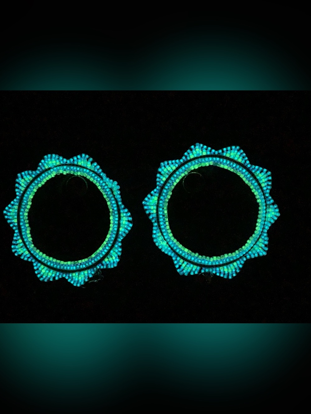 Glow-In-The-Dark Seed Bead Large Hoop Earrings